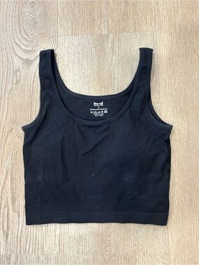 Pro-Fit Women’s Black Ribbed Crop Tank Top Size L